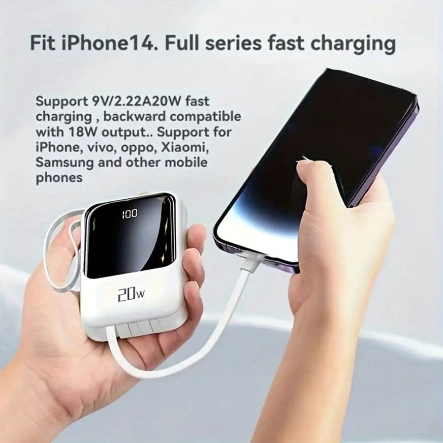 10000mAh Portable charger for phone, Power Bank Built-in 4 Cables and Flashlight ,PD22.5W Fast Charge USB C Battery Pack Compatible with IPhone and Sumsang Android,etc, Camping Travel Essentials