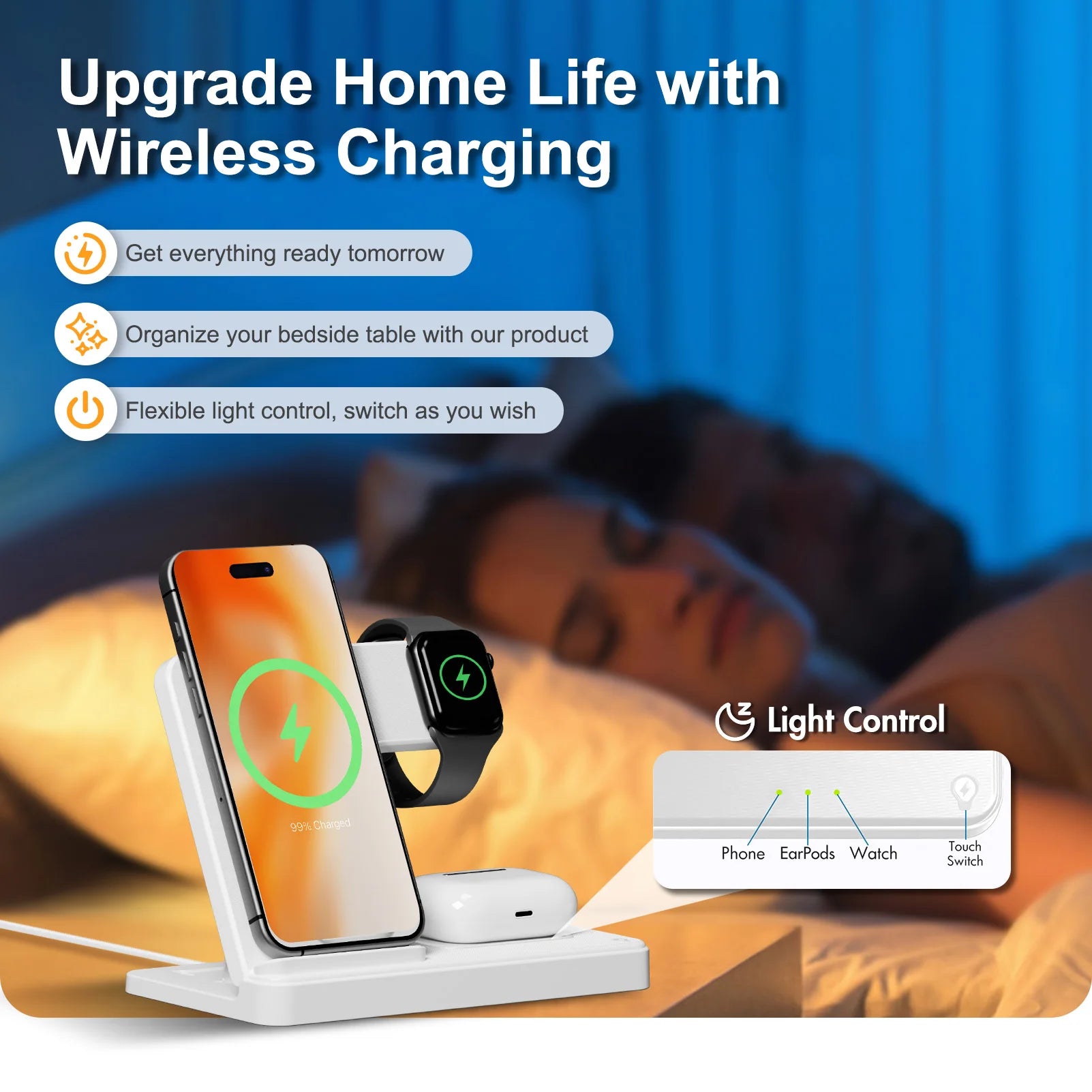 15W Magnetic Wireless Charger Stand Foldable 3 In 1 Fast Charging Sation for iPhone 17- 12 Pro Max Apple Watch 8 7 Airpods Pro