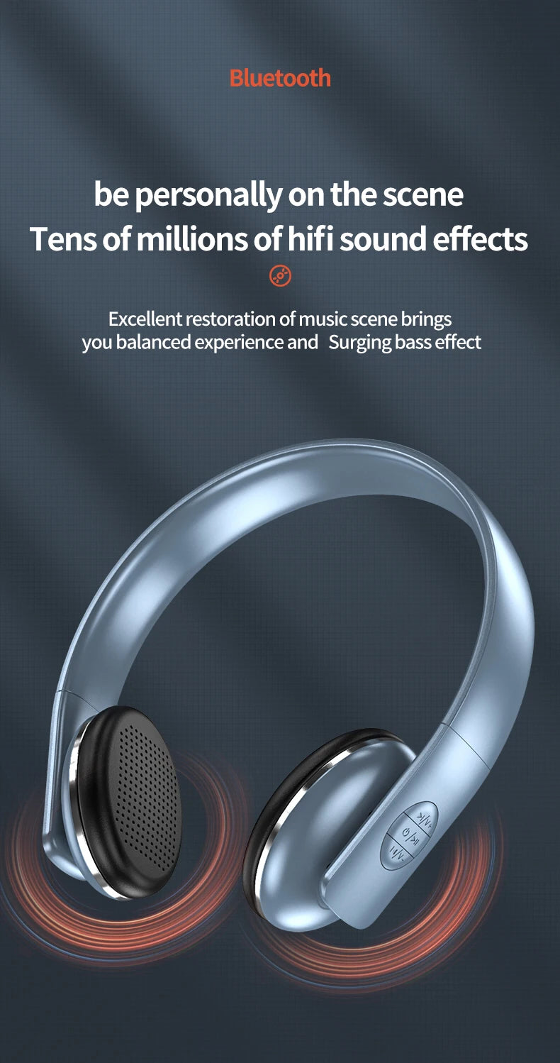 New Retro Bluetooth Wireless Over-Ear Headphones Foldable Lightweight Noise Reduction Vintage Fashion Headset For Students Gifts