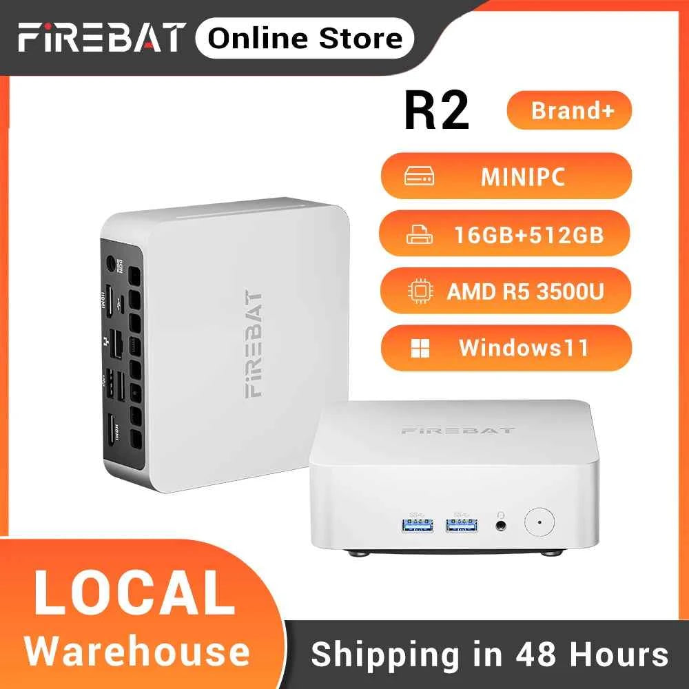FIREBAT R2 Mini PC AMD Ryzen5 3500U DDR4 16GB RAM M.2 PCIe 512GB SSD WiFi5 BT4.2 1000M Lan Portable Windows11 Desktop Computer