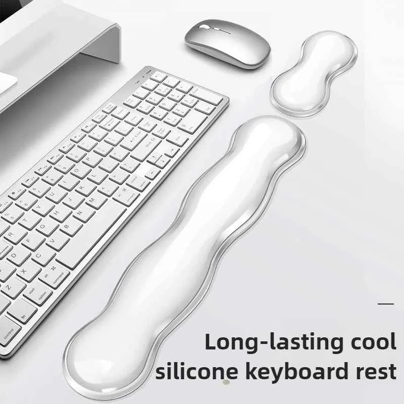 Silicone Keyboard Mouse Wrist Rest Support Ergonomic Wave Hand Pad Cushion Comfortable Soft for Gaming Office Computer Laptop