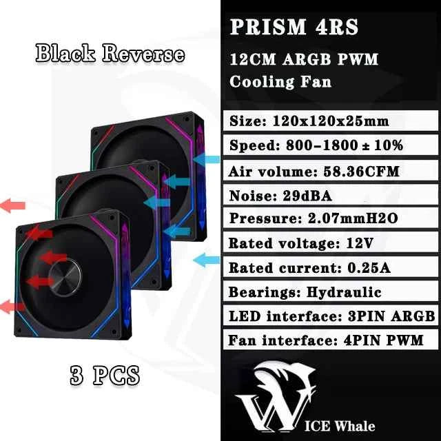ICE Whale Prism 4RS ARGB PC Case Fan 120mm Infinity Mirror Design Motherboard Lighting Sync 4PIN PWM CPU Fan