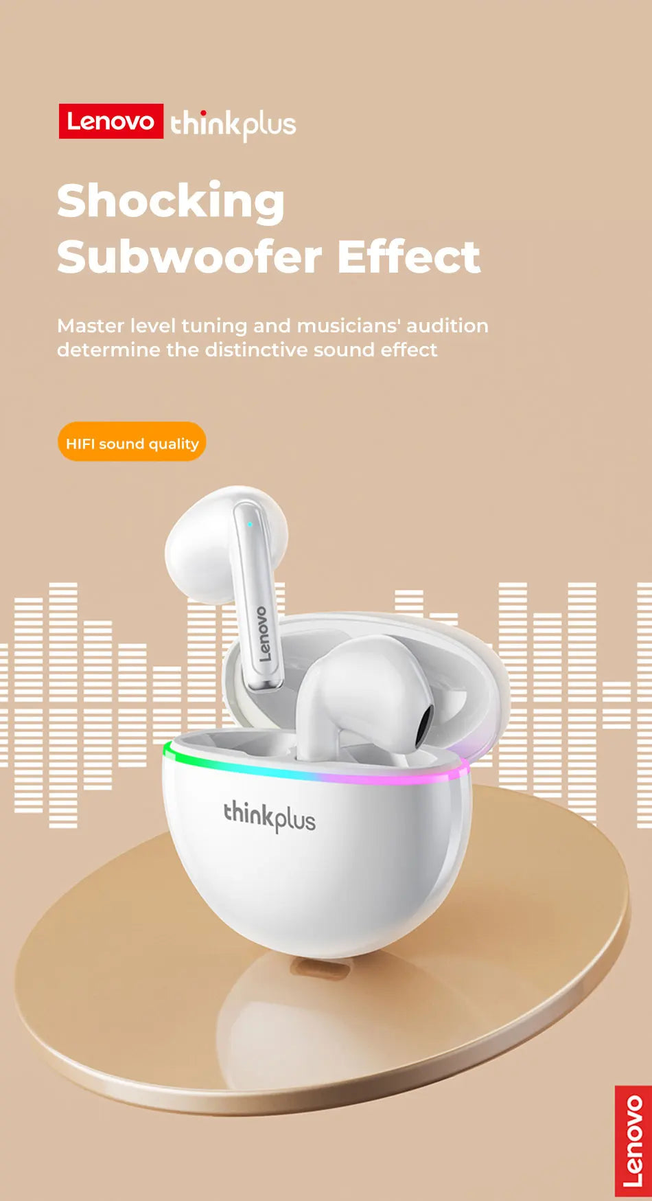 Original Lenovo XT97 TWS Earphones Wireless Bluetooth 5.2 Sport Noise Reduction Headphones Touch Control Colorful Light Earbuds