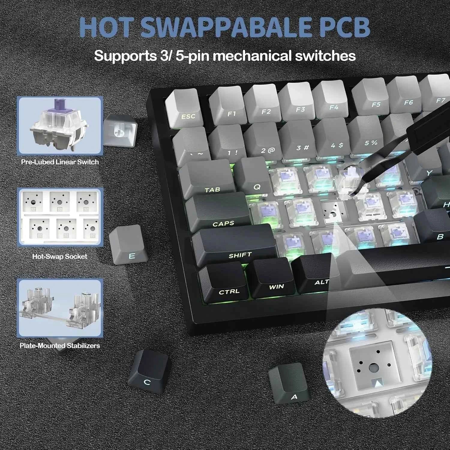 ATTACK SHARK X820 Ultra Wireless Mechanical Keyboard with TFT Smart Display & Knob, Hot Swappable, RGB South Facing LED