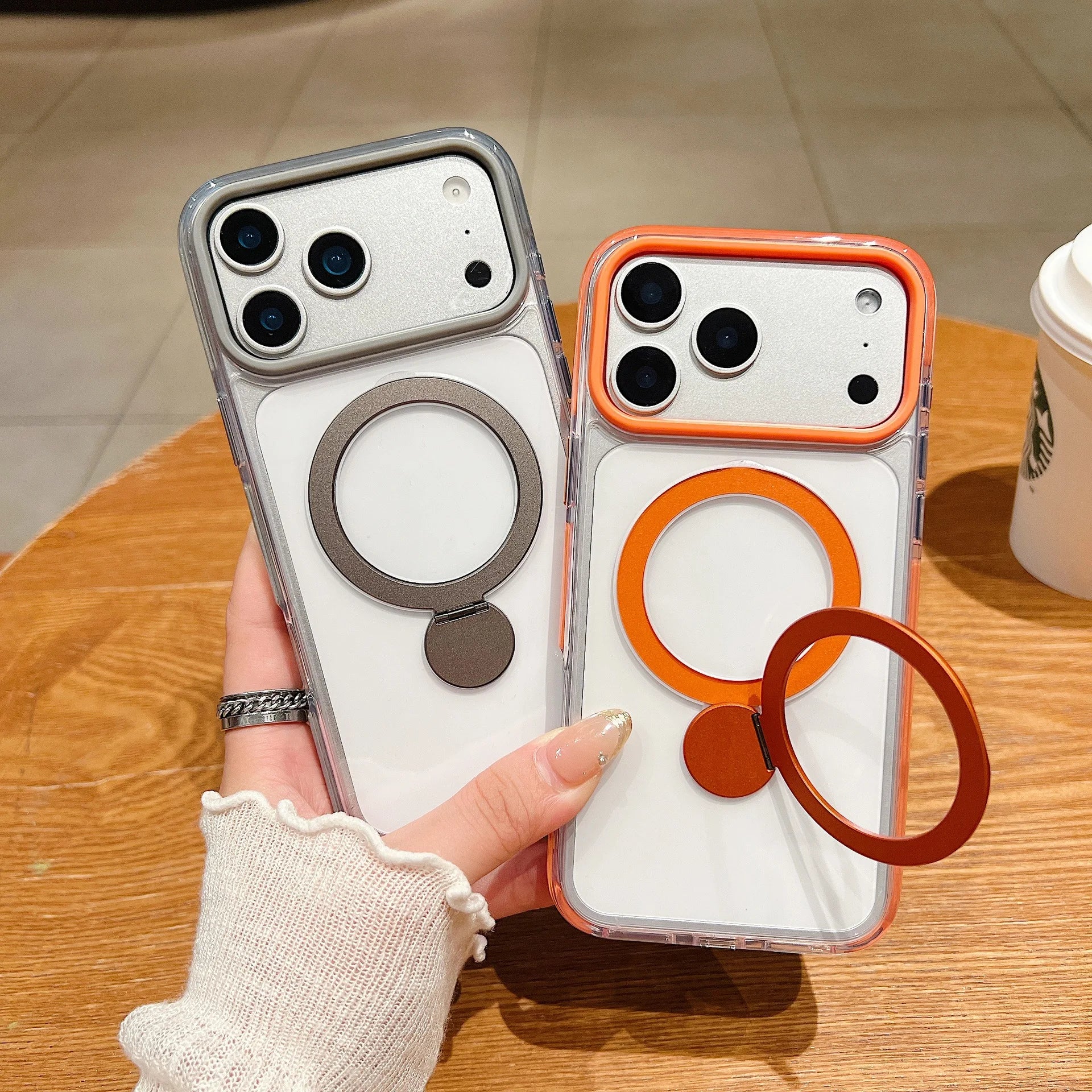 Luxury Matte Translucent Magnetic Ring Stand Armor Case For iPhone 17 Pro Max 16 15 For Magsafe Wireless Charge Shockproof Cover