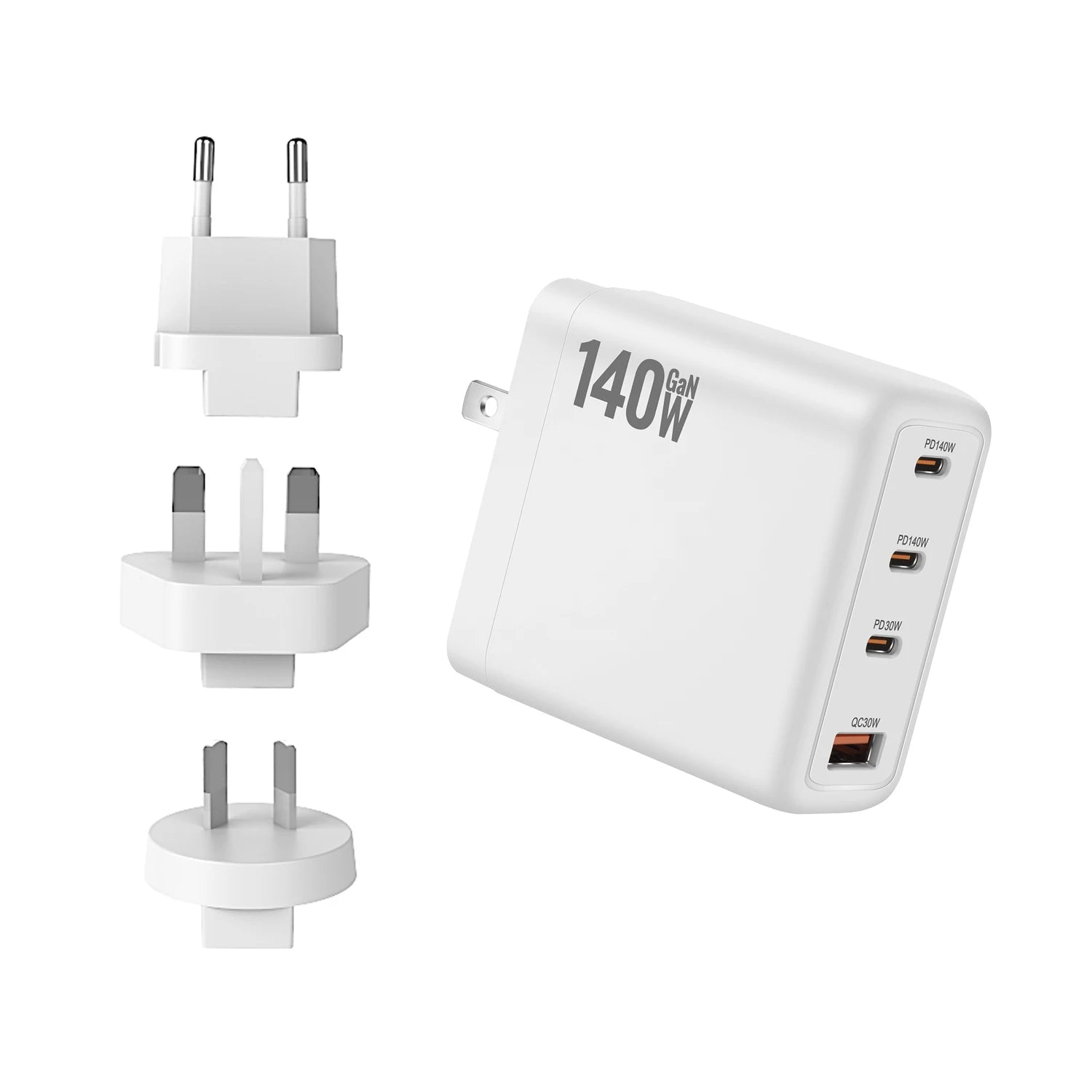 New 140W Multi-Port GaN Charger PD3.1 3C1A Super Fast Charging Head Compact Portable for Mobile Phones