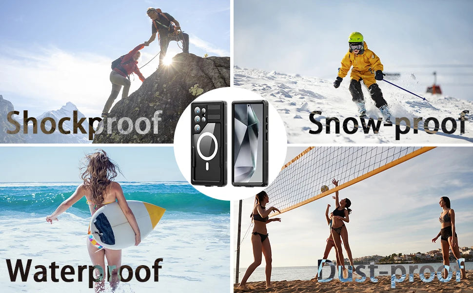 For Samsung Galaxy S26 Ultra S25 Plus S24 S23 Case Waterproof Magsafe Snow Dust Shock Proof 360° Underwater IP68 Certified Cover