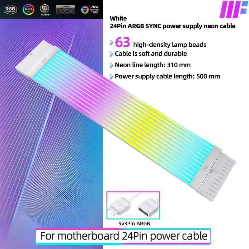 METALFISH ARGB Extension Cable for Computer Power Supply – Motherboard 24PIN & GPU 8PIN, ARGB Sync/Asyn Optional