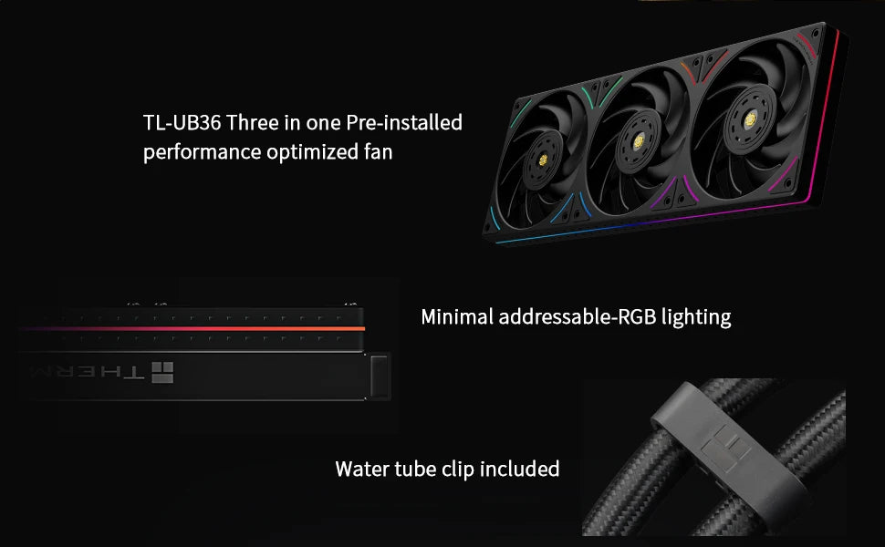 Thermalright TROFEO VISION 360 ARGB BLACK AIO CPU LIQUID COOLER 6.86-inch Full-color LCD Display High-performance Linked-ring