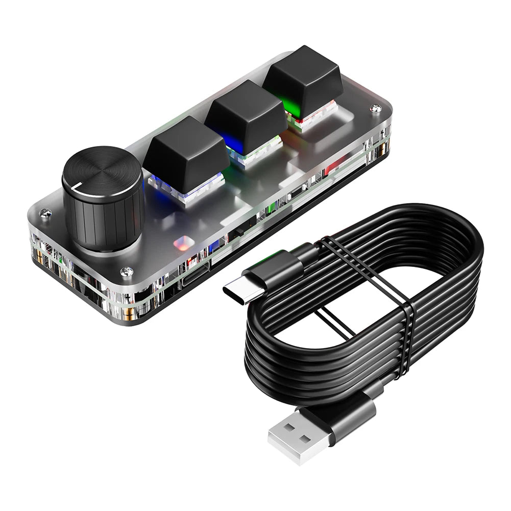 Mini Customized Mechanical Keyboard Hot Swappable Macro Programmable Keyboard 3 Key 1 Knob