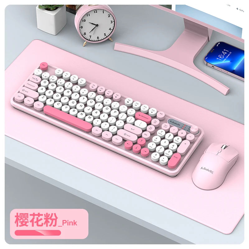 K-snake Wk300 Bluetooth wireless keyboard and mouse set punk keycap mute with volume knob computer office universal