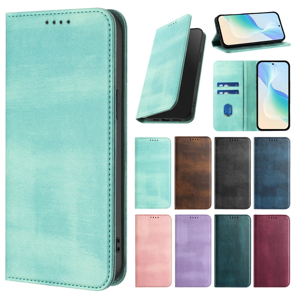 For iPhone 17 Pro Magnetic Wallet Flip Luxury Leather Case on For iPhone 17 16 15 14 13 12 11 Pro Max Plus 17 Air 16E Back Cover
