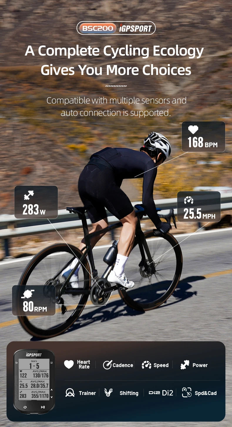IGPSPORT BSC200 Bike GPS Computer Bike Computer Blue ANT 2.6 Inch Waterproof Wireless Bike Stopwatch Computer Power Meter