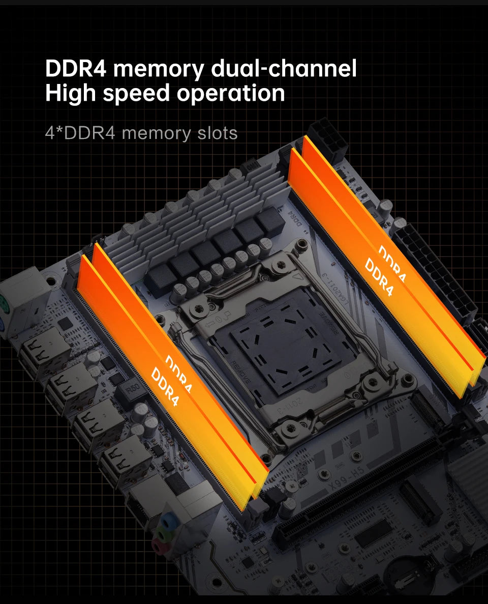 QIYIDA X99 Motherboard Set Kit Xeon LGA2011-3 E5 2650 V4 2pcs*8gb=16GB DDR4 RAM USB PCI 3.0 NVME M.2 SATA M-ATX