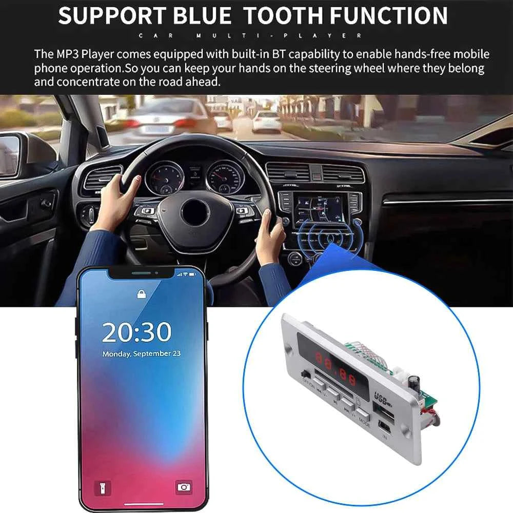 DC 12V MP3 Decoder Board Bluetooth Wireless MP3 Player USB TF FM Radio Module Car Kit For Speaker With Handsfree Voice Record
