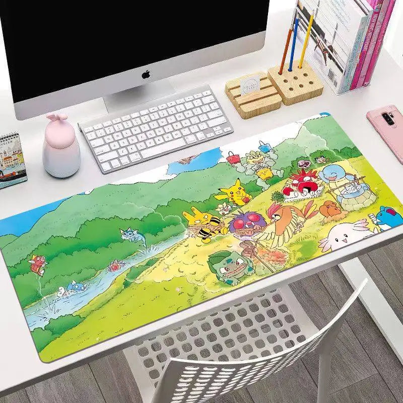 Animated Pokémon Pikachu High Definition Printed Leather Mouse Pad Pokémon Game Oversize Gaming Keyboard Desktop Pad Writing Pad