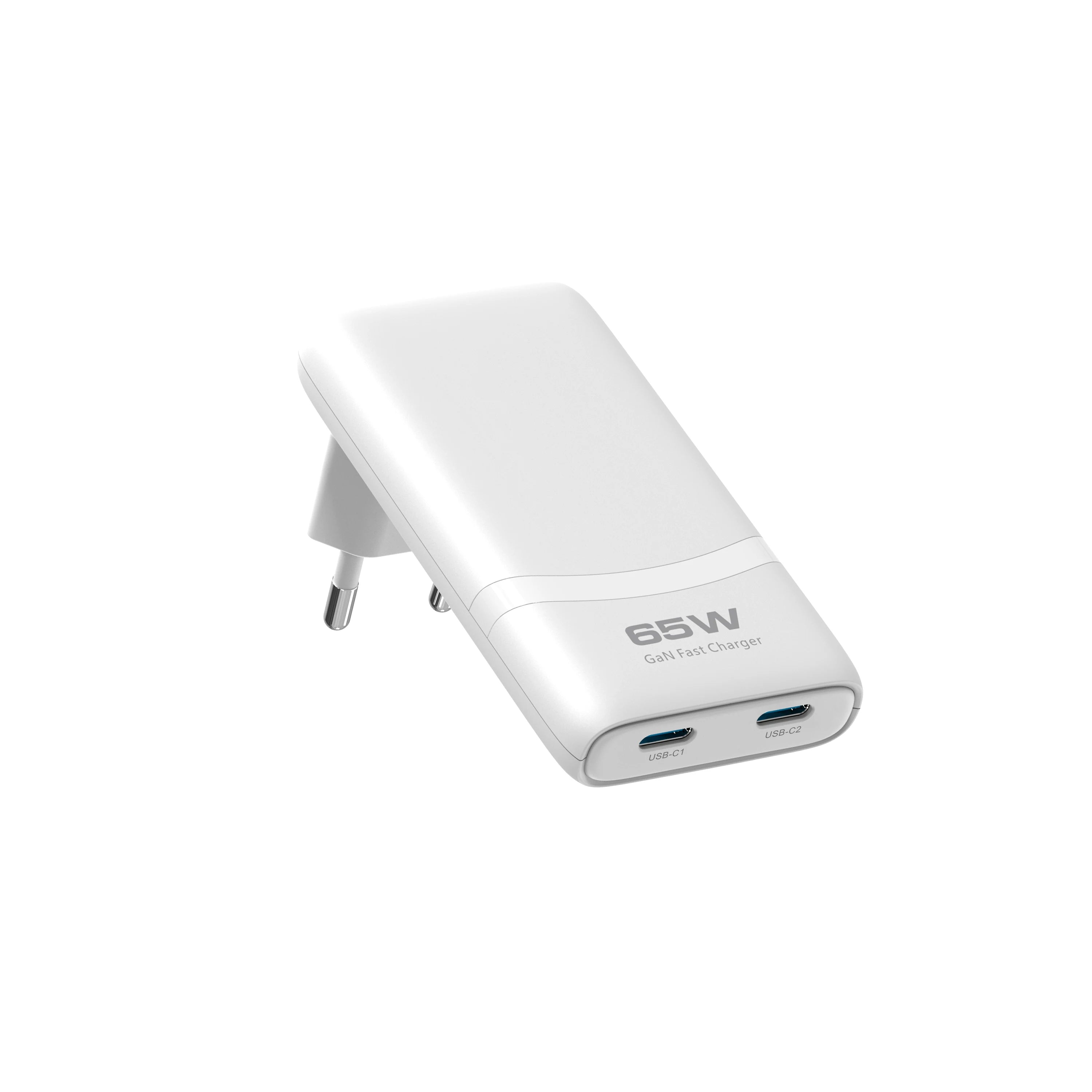 65W Flat GaN USB C Charger Dual-port Fast Wall Charger Compact Power Adapter With Foldable Plug For Mobile Phone