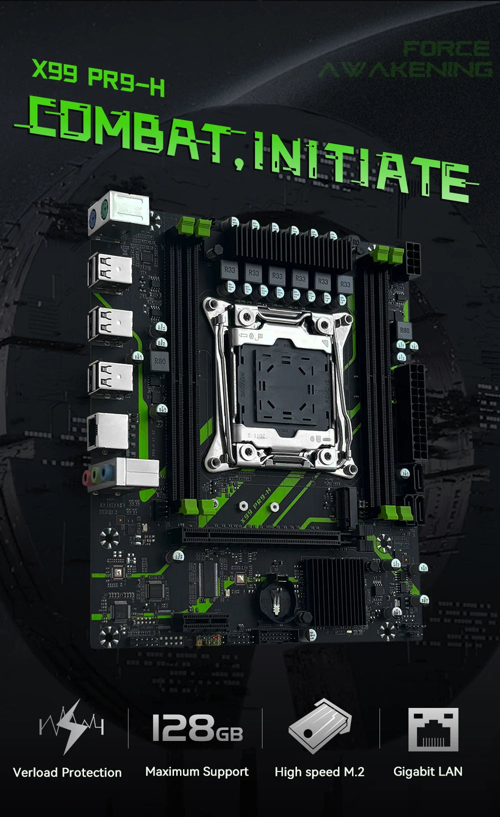 PR9-H MACHINIST X99 Motherboard LGA 2011-3 Set Combo Optional Xeon E5 2670 V3 CPU Processor 16G DDR4 ECC RAM Memory NAME M.2