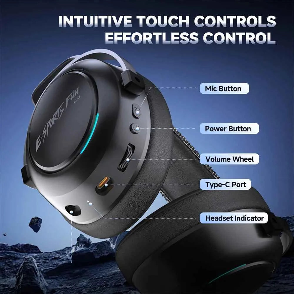 HaaYot Professional Wireless Gaming Bluetooth 6.0 Headset,7.1 Virtual Surround Sound,Low Latency 15ms for PC,PS5,Mobile,Switch