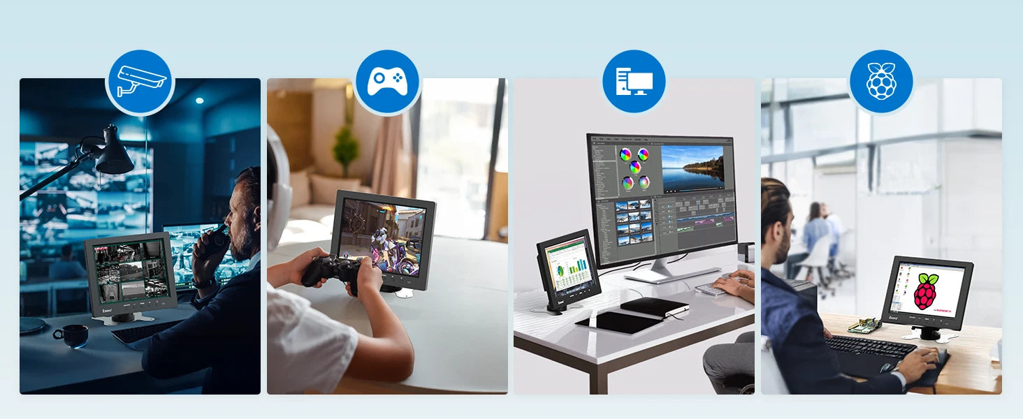 EYOYO Small 8 Inch HDMI Monitor With Speaker 1024x768 4:3 TFT HD LCD Screen HDMI VGA BNC AV YPbPr Input For Computer PC Laptop