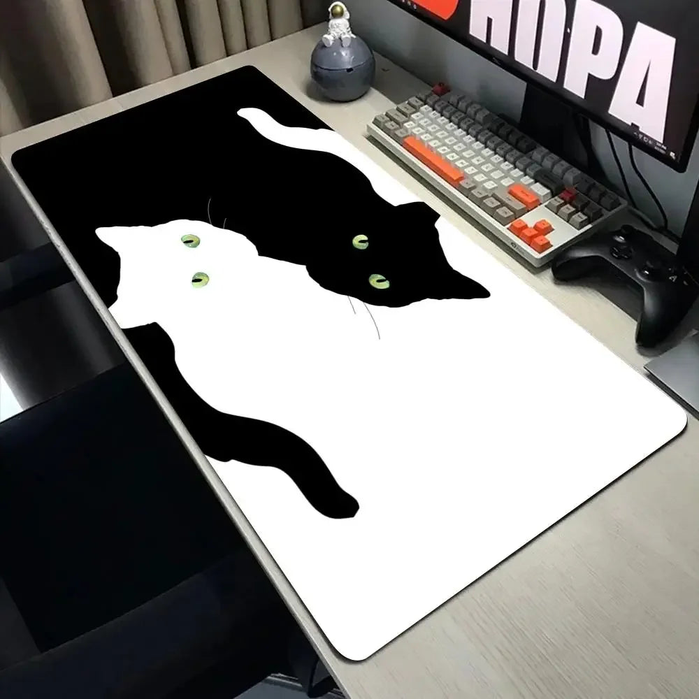 Funny black cat Mouse Pads Cute Cat Computer XXL Mausepad Company Desk Pad Large Kawaii Cushion Office Accessories Rug 300X600