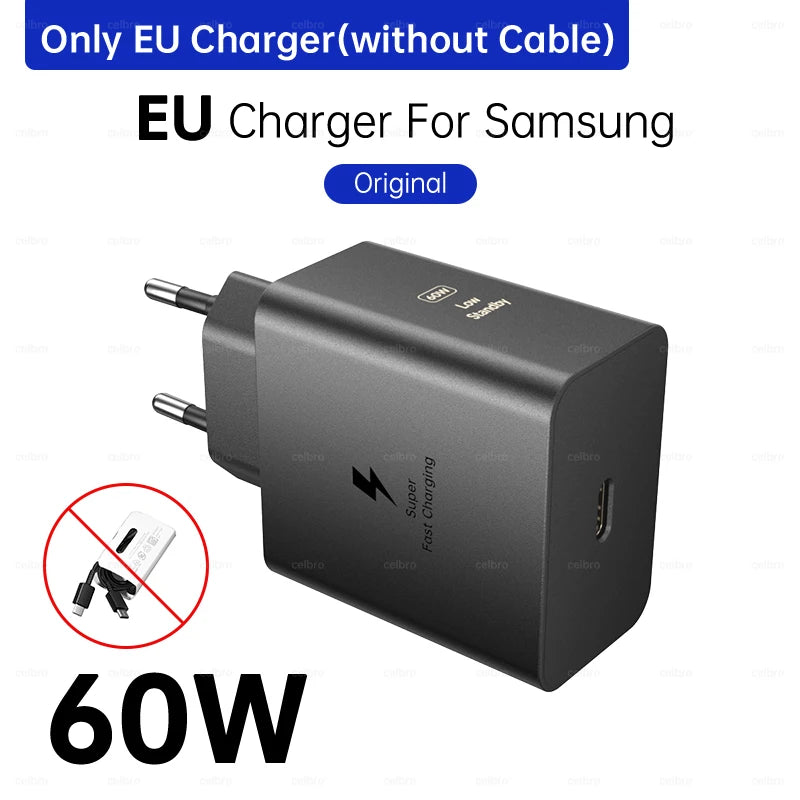 Samsung S26 Ultra original 60W Charger PD Type C Adapter EU Plug Fast Charge Samsung S25+ S25 S24 S23 S22 Ultra A57 Tab S10 S9