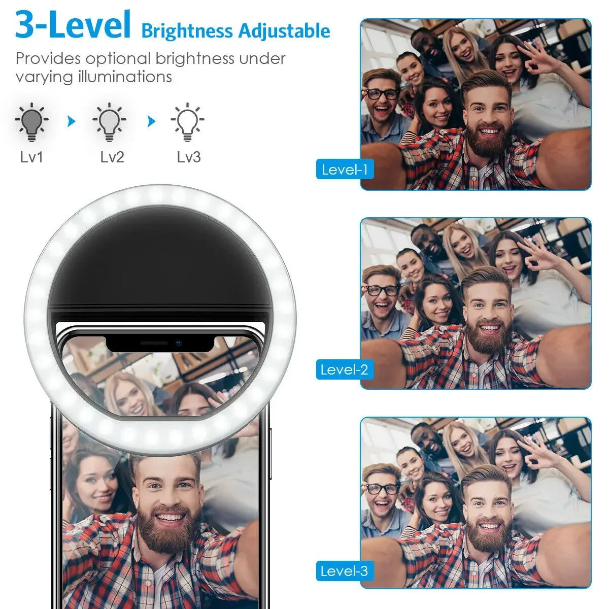 LED Selfie Ring Light for Mobile Phone Lens Selfie Light for IPhone, Samsung, Xiaomi, POCO Mobile Phone Portable Selfie Light
