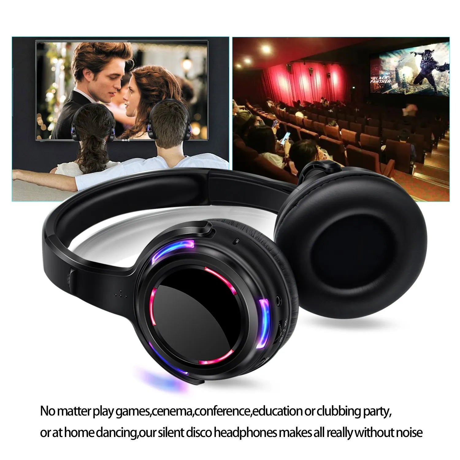 Silent Disco Professional System Over Head Led Wireless Headphones - Quiet Clubbing Party Bundle (20 RX+ 1 TX)