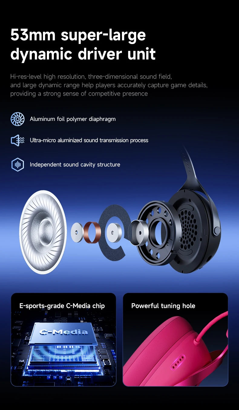 MCHOSE X9 Wireless Headworn Game 7.1 Headset Bluetooth 2.4G Three Mode E-sports Noise Reduction Headset Headset FPS for Gifts