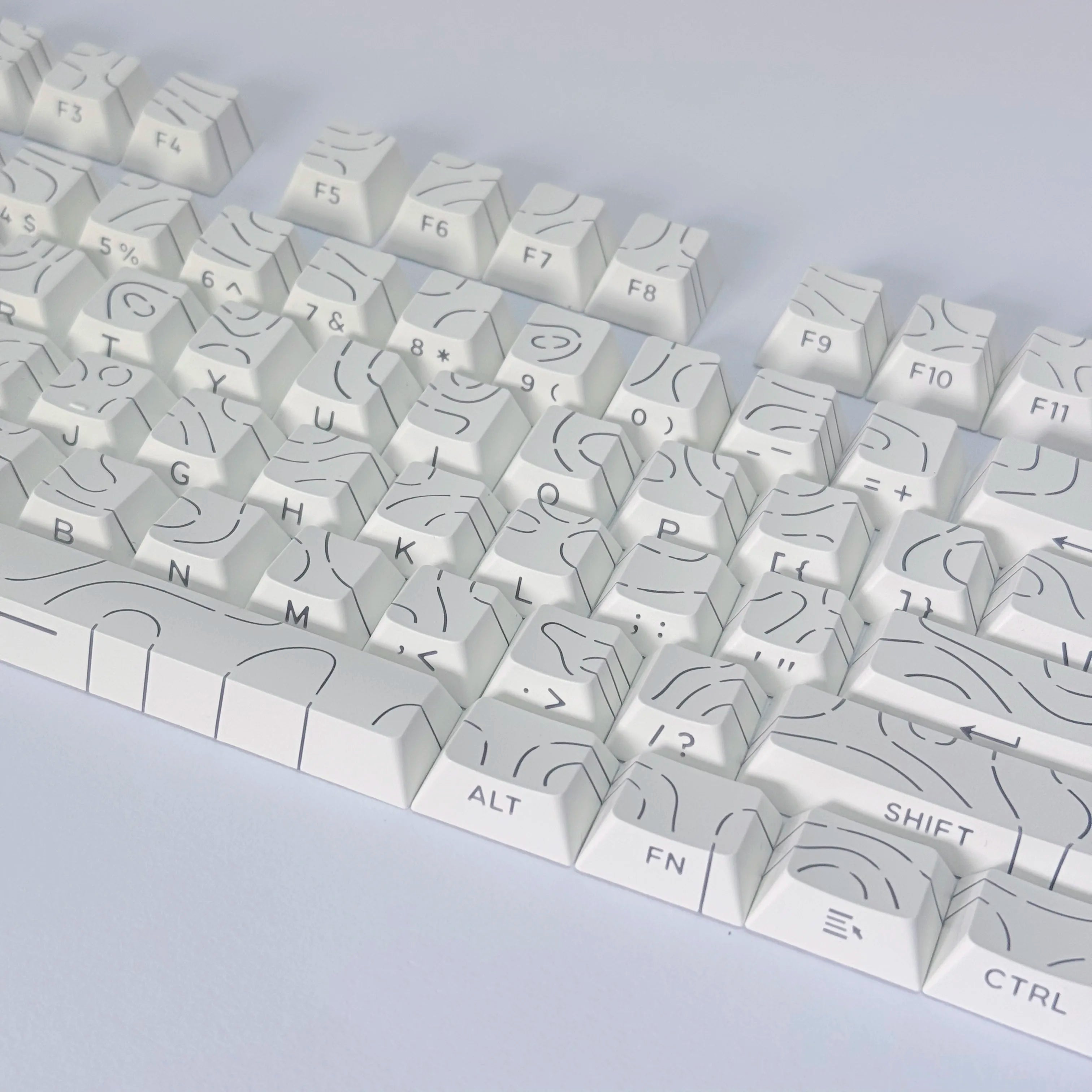 Lines Sided Shine Through Keycaps Cherry Profile Black White 97/133 Keys Customer keycaps for Mechanical Keyboard 60% 65% 75%