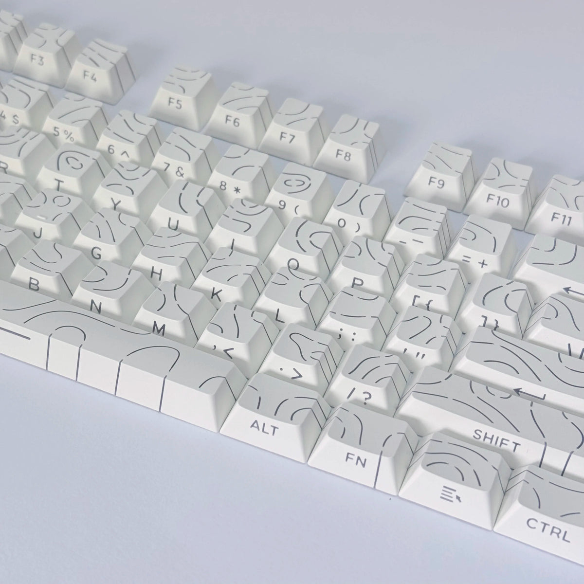 Lines Sided Shine Through Keycaps Cherry Profile Black White 97/133 Keys Customer keycaps for Mechanical Keyboard 60% 65% 75%