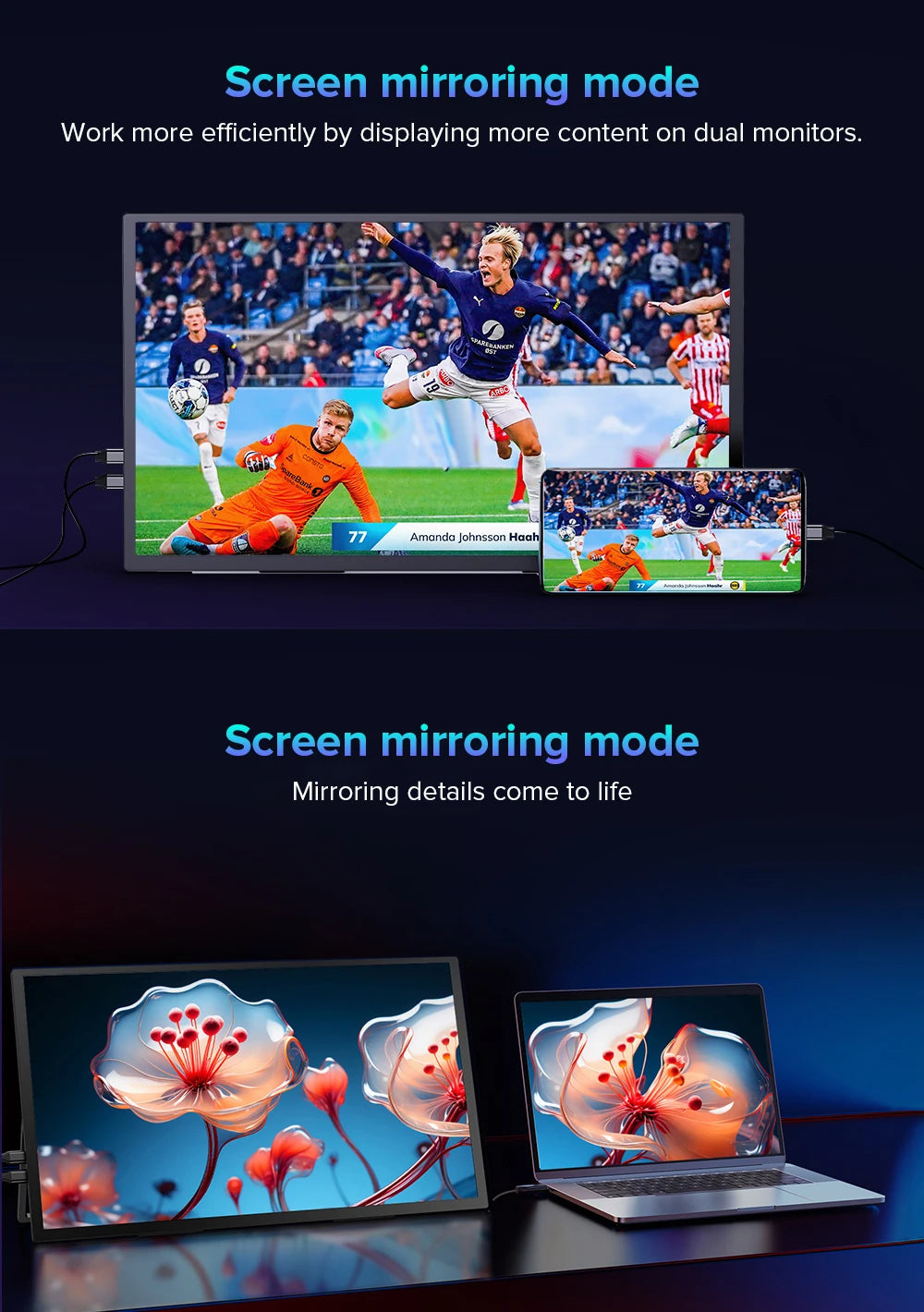 UPERFECT 18 Inch Large Gaming Monitor 4K PC Display 3840*2160  HDMI USB C With HDR FreeSync External Screen For Laptop Switch