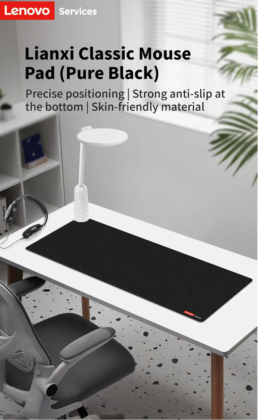 Lenovo E-Sports Gaming Extra-Thick Gaming Mouse Pad Portable Office Keyboard Desk Protector Computer Stain-Resistant Desk Pad