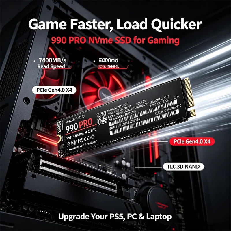2026 New M.2 990 PRO NVMe SSD PCIe Gen4 High Performance Internal Drive 1TB 2TB 4TB Storage Upgrade For PS5 Desktop Laptop