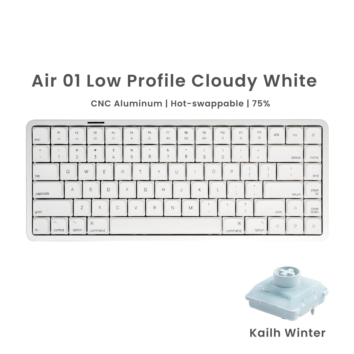 Akko Air 01 Mechanical Keyboard 75% 84-Key Mac Layout Custom Low Profile Hot-swappable RGB Tri-mode Keyboard Gasket Aluminum