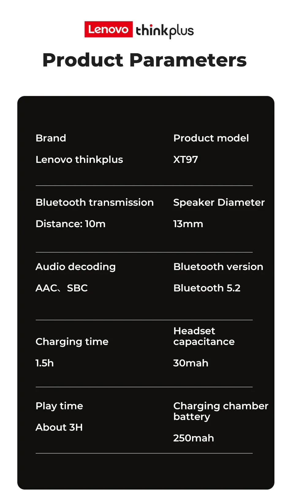 Original Lenovo XT97 TWS Earphones Wireless Bluetooth 5.2 Sport Noise Reduction Headphones Touch Control Colorful Light Earbuds