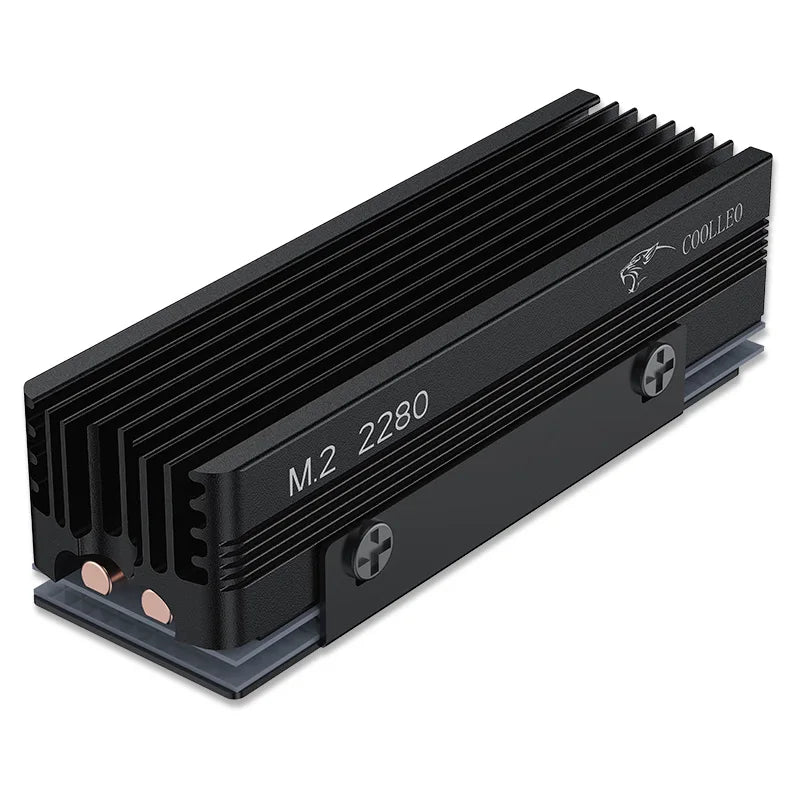 COOLLEO M.2 2280 SSD Heat sink with 14.8W/MK Thermal Pad 2 Heat Pipes Solid State Drive Radiator For M.2 NVMe 2280 SSD Cooler - WinSupport Tech