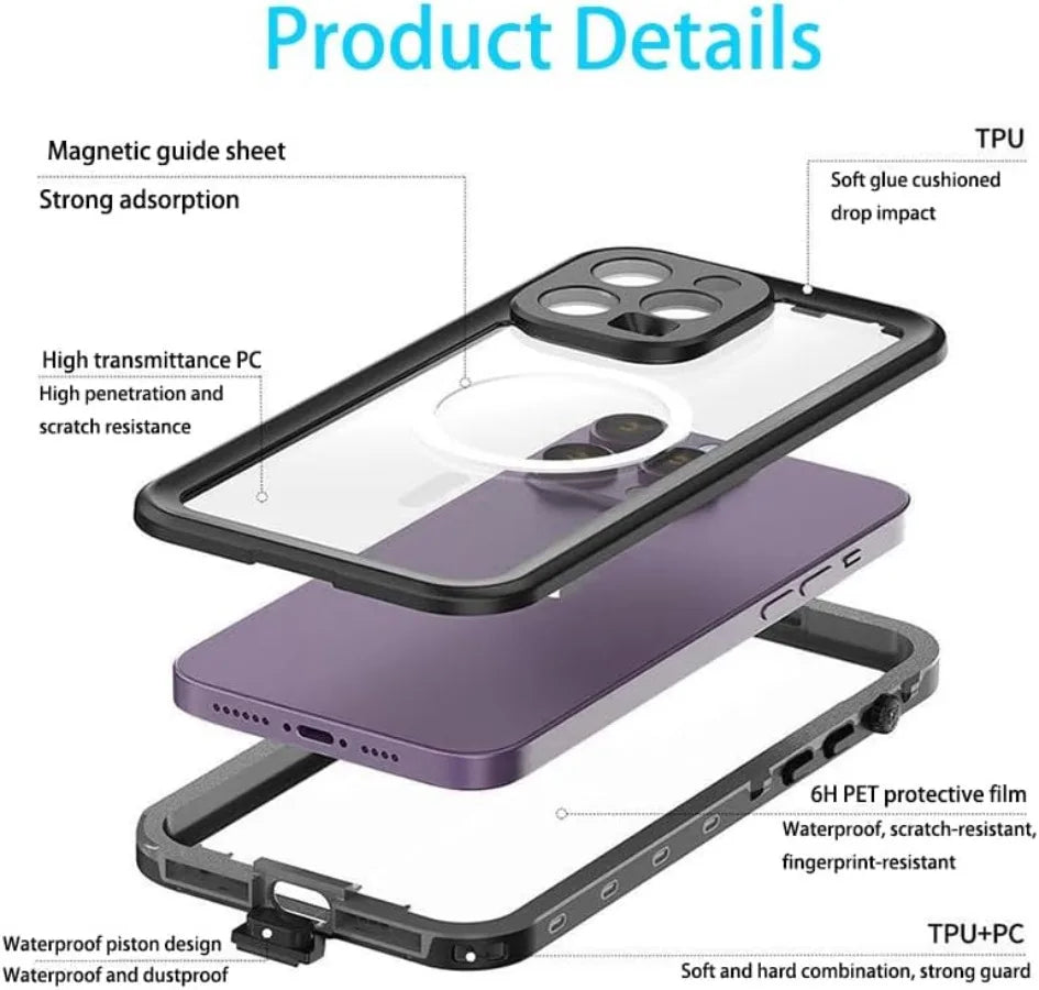 IP68 Waterproof Phone Case For iPhone 16e 15 Plus 14 13 Pro Max Snowproof Dustproof Shockproof Shell Underwater Protection Cover