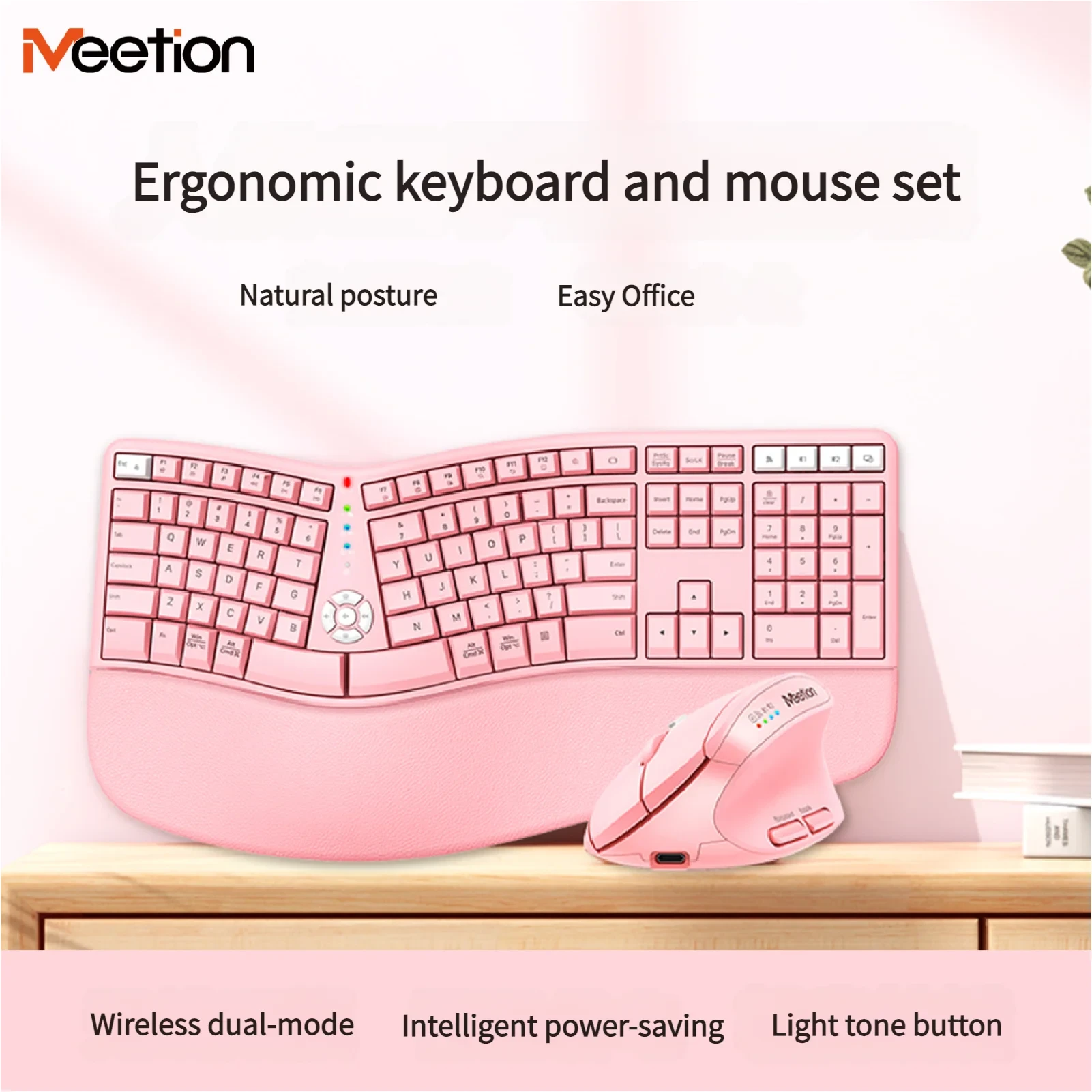 Premium Ergonomic Dual Mode Keyboard Mouse Combo | 2.4G+Bluetooth Rechargeable | Wrist Rest & Multimedia Keys | 3 Colors