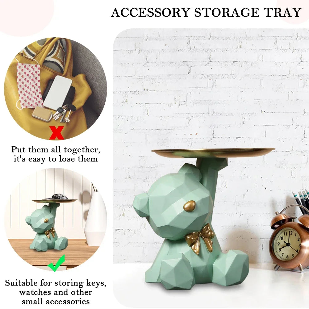 Resin Storage Box Crafts Geometric Bear Resin Desk Decoration Candy Sundries Household Supplies for Office Coffee Shop