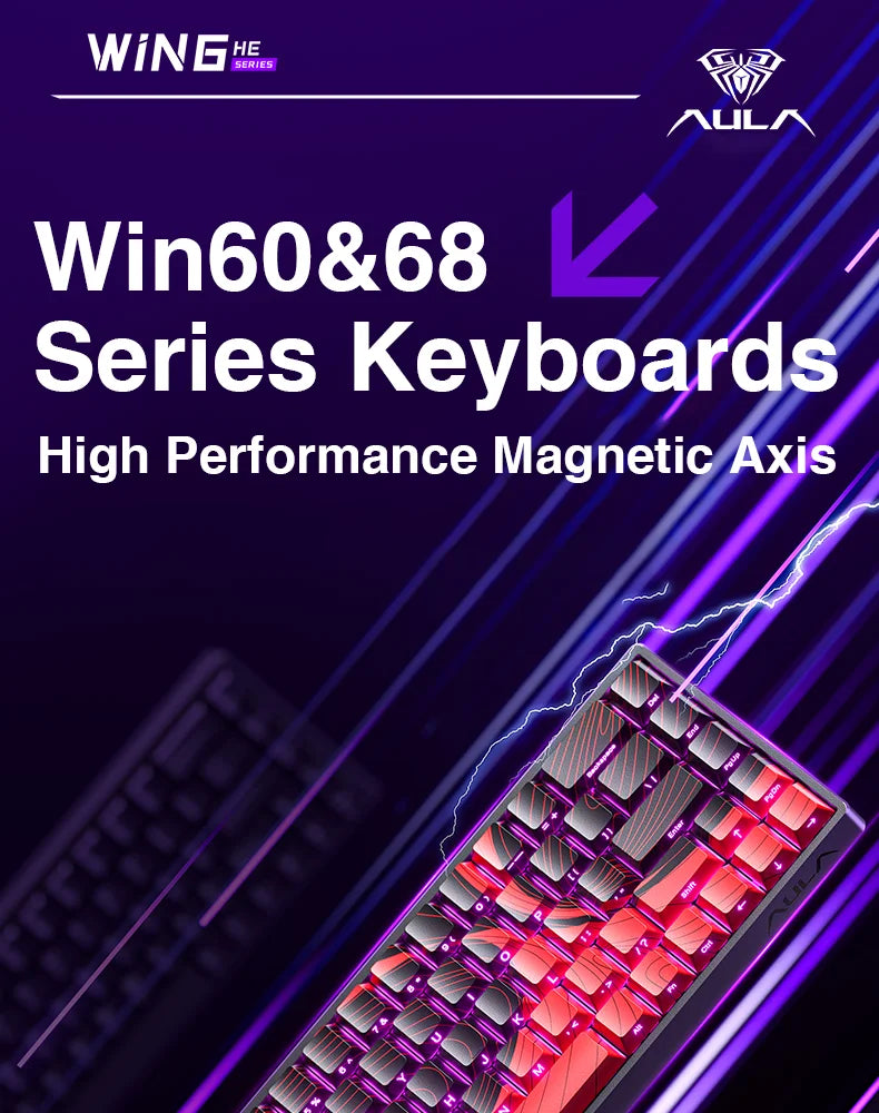 AULA WIN68 HE Esports Magnetic Switch Keyboard Rapid Trigger 8K Return RGB Hotswap 60% 68% Custom Game Keyboard