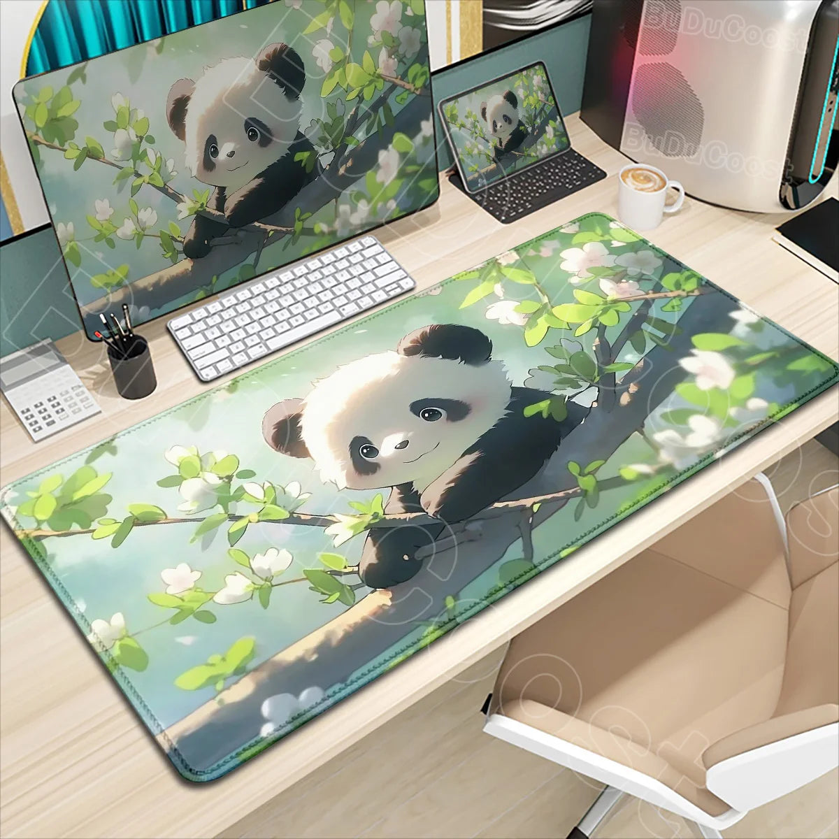 HD Printing Kawaii Anime Panda Mouse Pad Large Computer Office PC Game Table Mats XXL Gaming Keyboard Pad Cute Animals Desk Pads