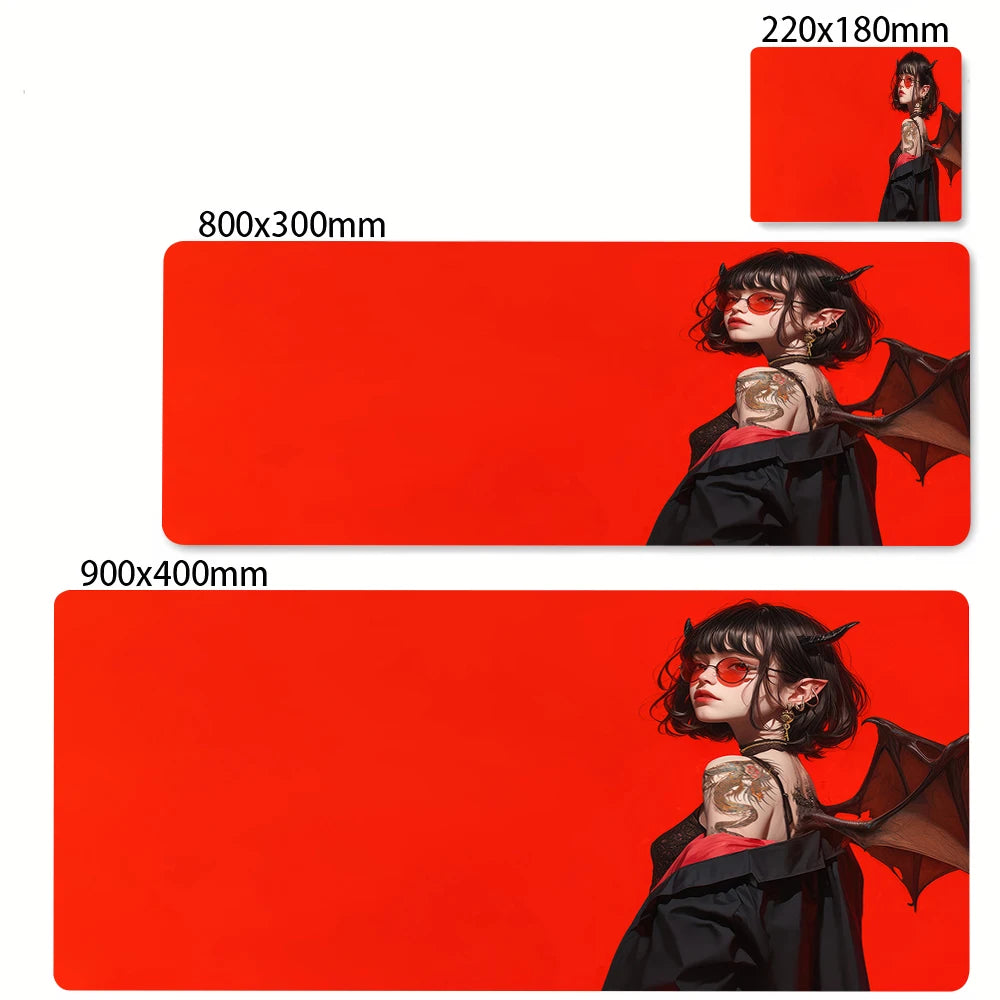 Japanese Style Anime Red Girl Pc Game Mousepad Large Mouse Pad XXL Gamer Mouse Mat Office Table Carpet Gaming Mats 500x1000mm