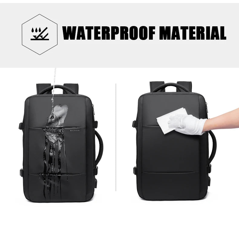 BANGE Aesthetic Men Business Backpack School Expandable USB Bag, Large Capacity 17.3 Laptop Waterproof Fashion Travel Backpack