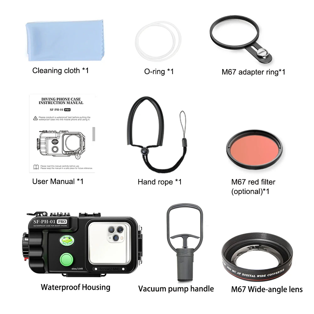 Seafrogs Professional 40m/130ft Diving Swimming Snorkeling Photo Bluetooth Waterproof Phone Case For Samsung S22Ultra 14 Pro Max