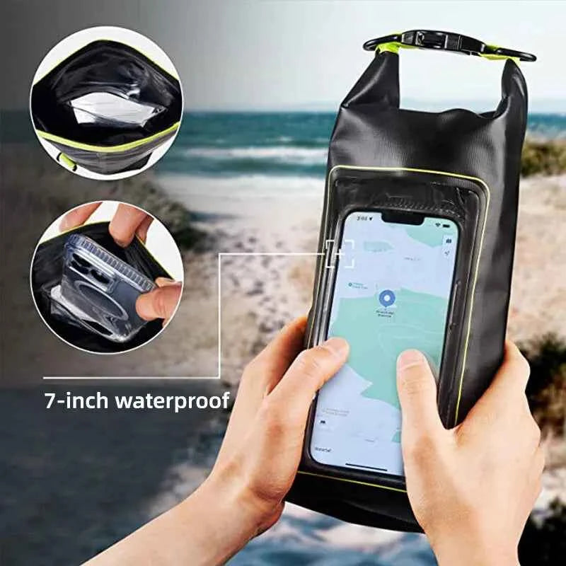2L 5L Dry Bag Swimming Pack Touch Screen Outdoor Waterproof Kayak Storage Bag Trekking Drifting Rafting Surfing Boating Backpack