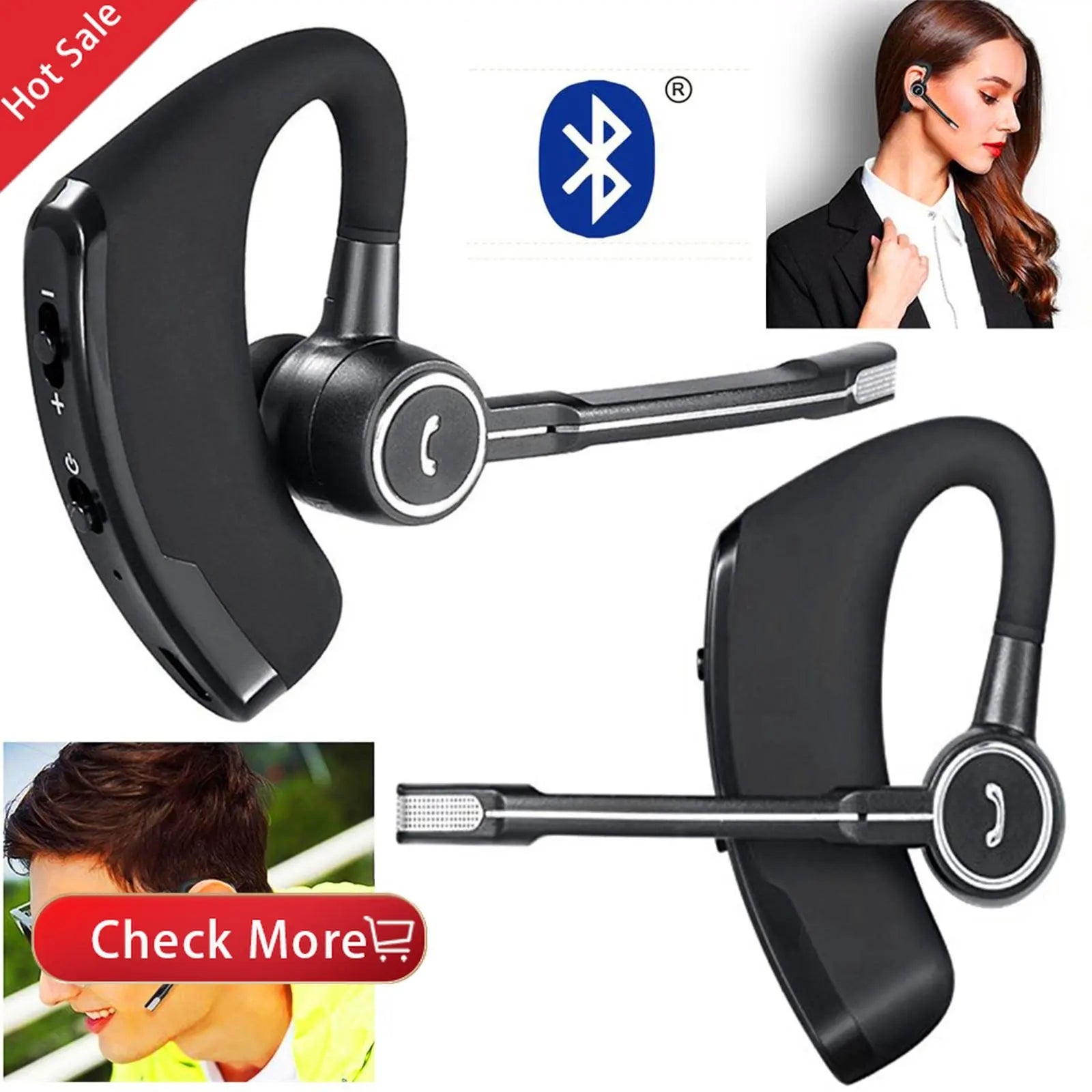 YYK525 Business Headset, Over Ear Earphones with Mic, Bluetooth5.1 Over Ear Headset, 180° RotatingHD Call Quality And Microphone