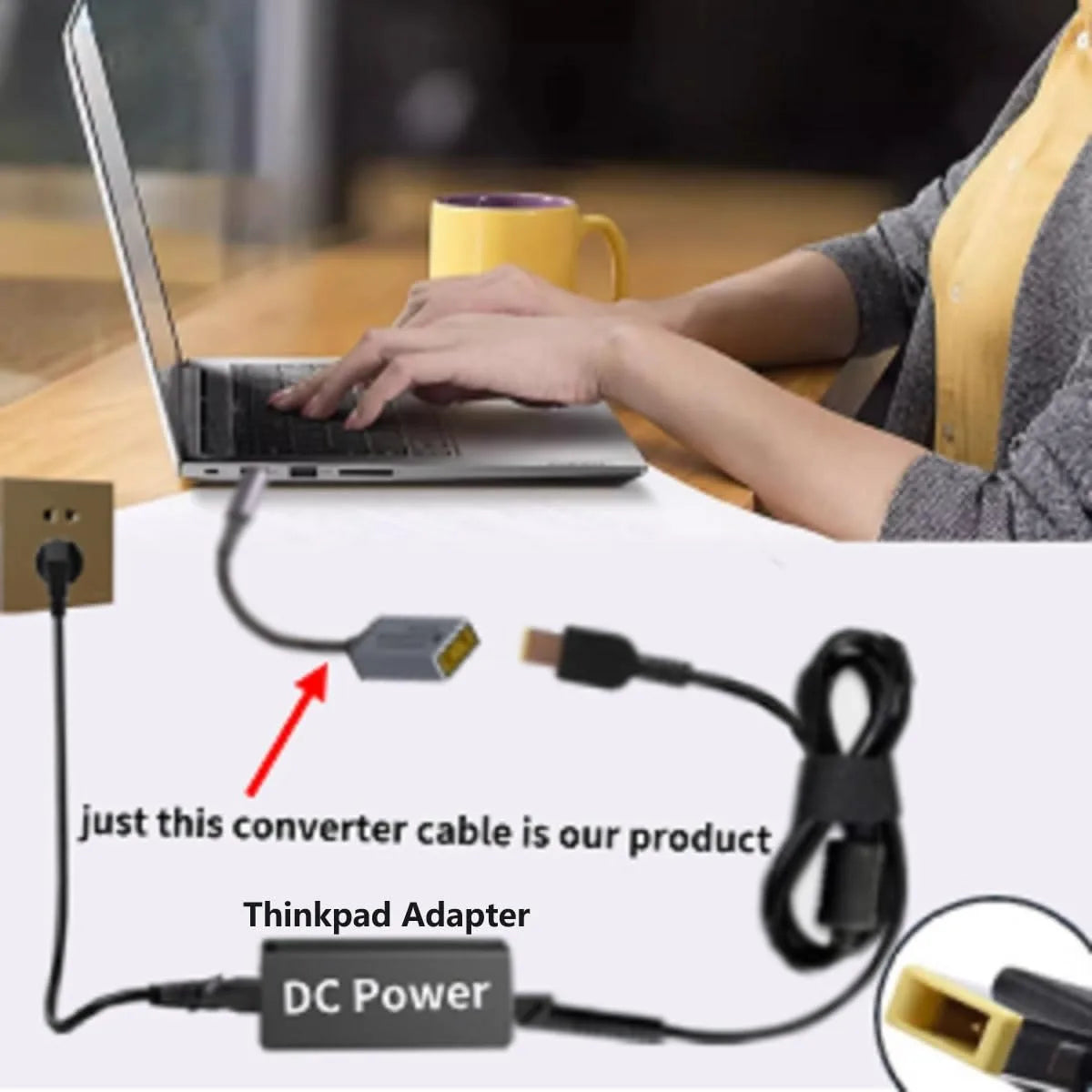 65W 100W 140W USB C Fast Charging Cable for Lenovo Laptop Charger DC Jack Square Plug To Type-C 5V/9V/20V PD Adapter Converter