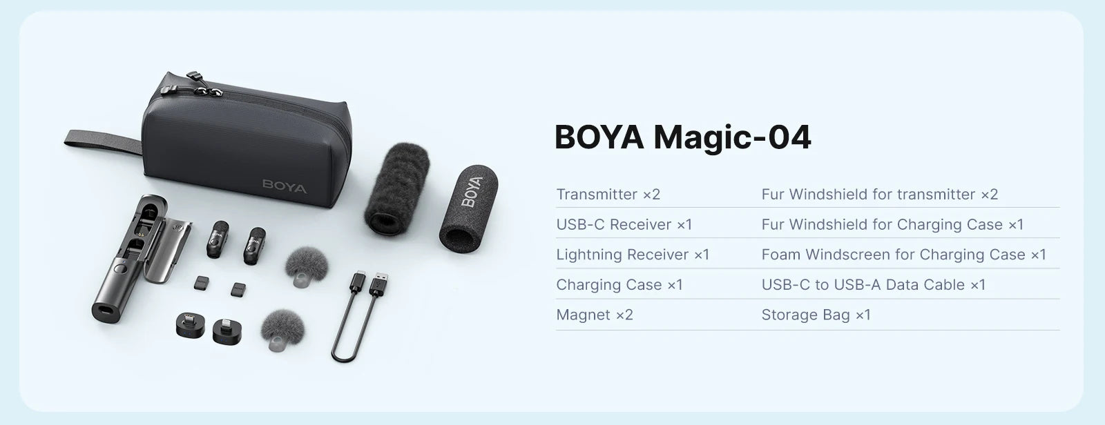 BOYA BOYA Magic Wireless Lavalier Microphone 4 Forms in 1 Mic for iPhone Android USB-C Phone Camera for Interview Live Streaming