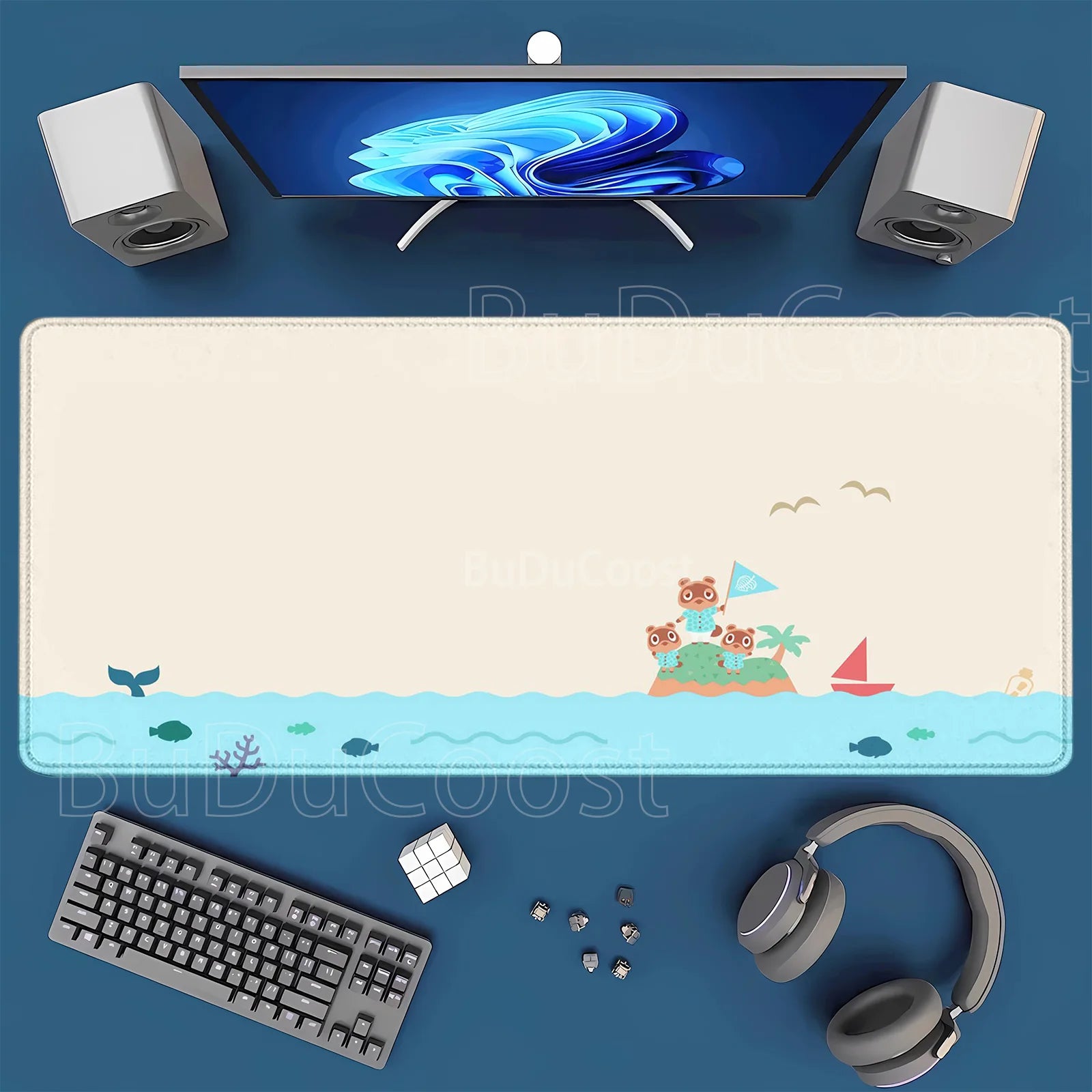 Large Kawaii Mouse Pad Non-Slip Gaming Cute Cartoon A-Animals Laptop Gamer Crossing Mousepad HD Printing XXL 400x900mm Desk Mat